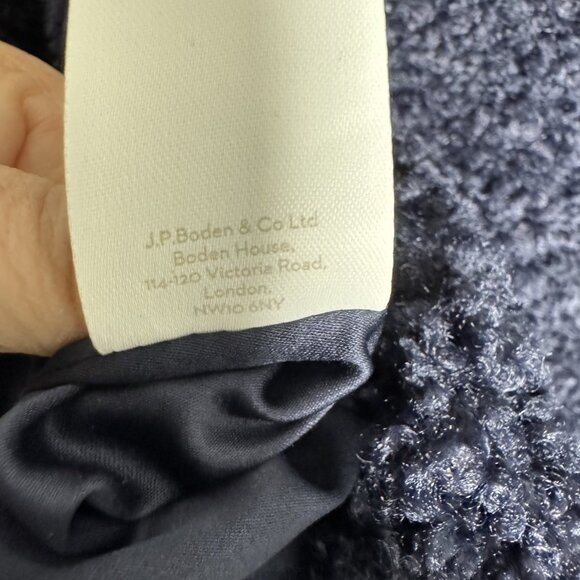 Boden Kemble Teddy Boucle Jacket Navy Blue UK 18 US size 14 snap front NWT - Picture 8 of 9